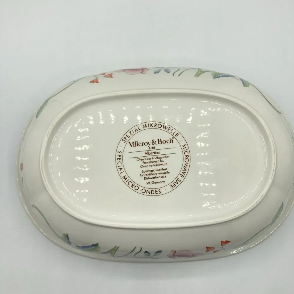 Vtg Villeroy & Boch Albertina 3 QT Oval Microwave Baker w/ Lid W Germany #1748